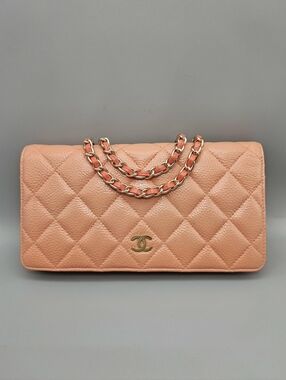 💮CHANEL Authentic Peach Leather Wallet/Clutch💮
